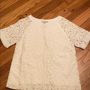 Ivory lace print short sleeve top